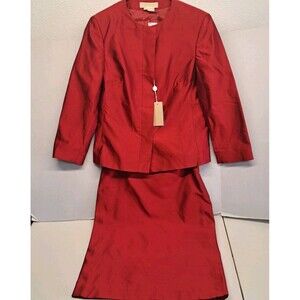 Michael Kors Women's 8 Red Blazer/Skirt Itlay 100% Silk